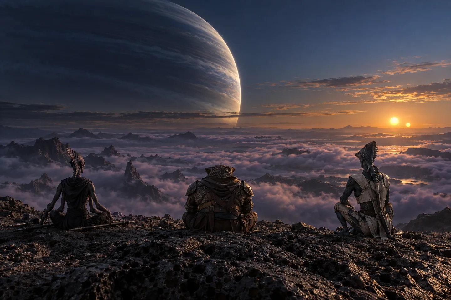 The pictured atmospheric moon is invented. The parent planet’s discovery does not validate the satellite’s orbit, cloud layers or apparent size in this sky.